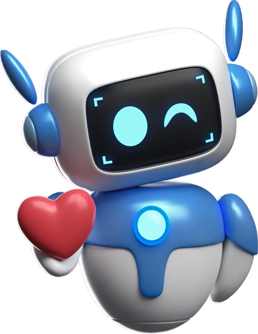 Mascote do AdaptAI segurando um coração